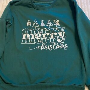 SHEIN Festive Teal Christmas Sweatshirt